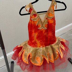 Revolution Red and Gold Flame Dance Costume